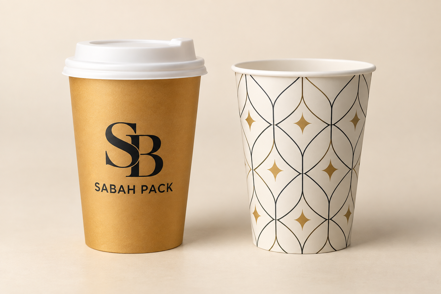 Kaffeebecher 3 oz: Sabah Pack mit Deckel und neutrales Dekor ohne Logo